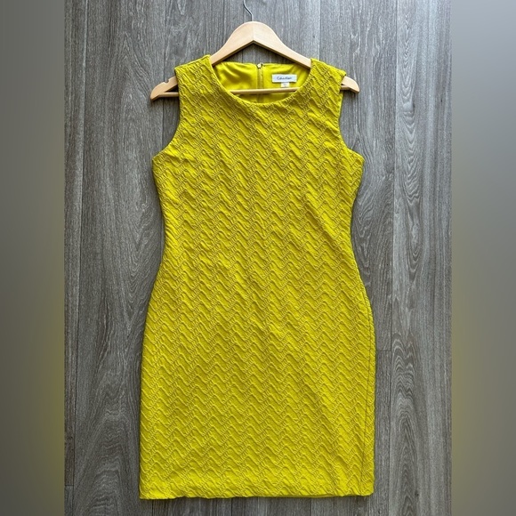 Calvin Klein Dresses & Skirts - Calvin Klein Size 10 Textured Knit Chartreuse Dress